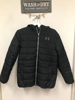 Under Armour Youth Black Quilted Puffer Jacket with Hood